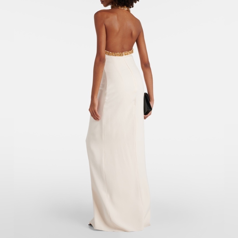 Tom Ford beaded fringe halter gown size 38 - Picture 3 of 16